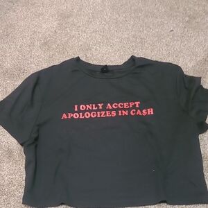 Black Crop Top with Red Text